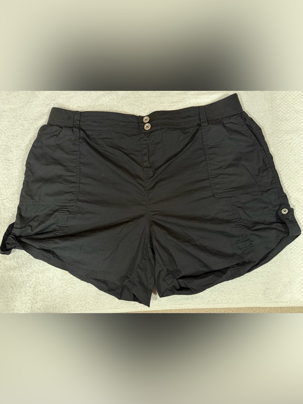 torrid Elastic Waist Pull-On Chino Utility Poplin Rolled Hem Shorts 43656290
